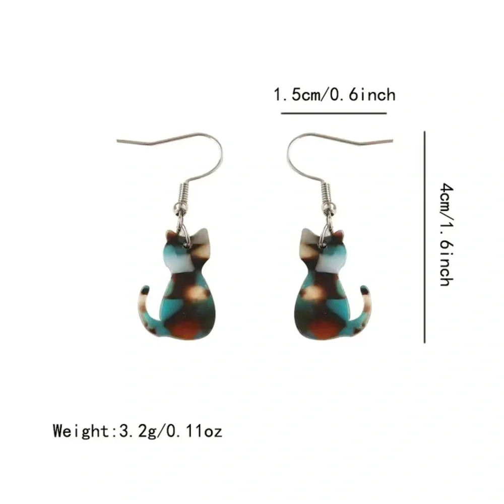 Retro Cat Design Acrylic Hook Earrings - Picture 4 of 4